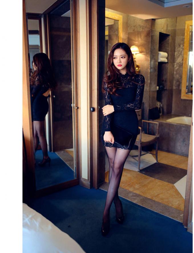 Hot Sale! Newly Listing High Quality Transparent Sexy Long-Sleeved Jumpsuit Miniskirt Lingerie