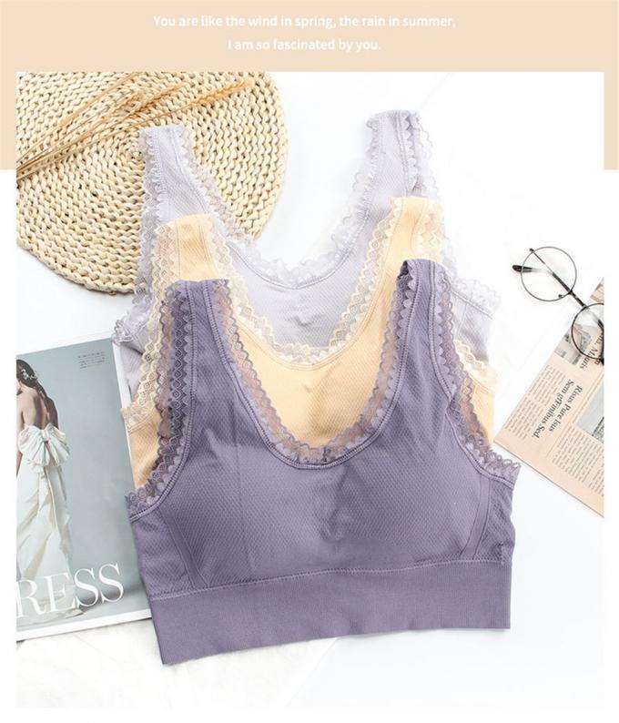 Comfortable Cotton Underwear, Breathable and Removable Foam Pad Sports Bra Lingerie
