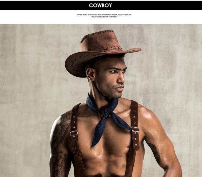 Men′s Sexy Lingerie Vest Western Cowboy Style Sexy Man Cosplay Wear a Hat Underwear