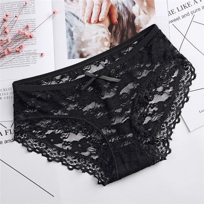 لباس زیر بدون درز نخی مشکی بافتنی سکسی Undies Spandex 3XL مش توخالی