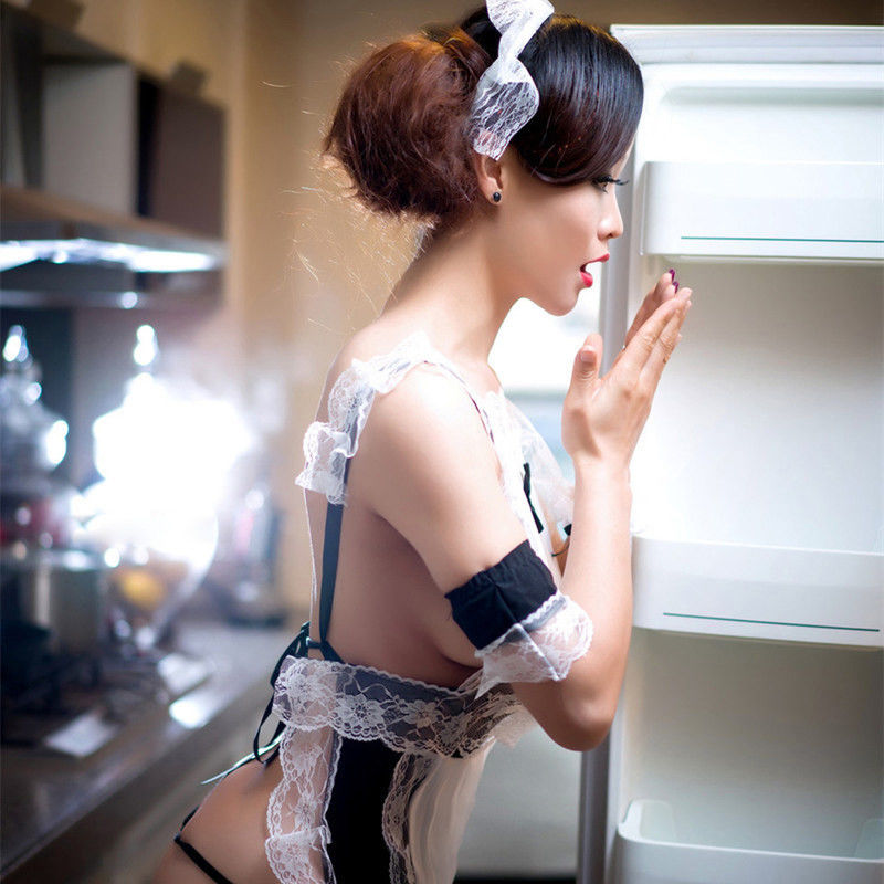 لباس آستین کوتاه پلی استر Babydoll بند لباس زیر زنانه سکسی Cosplay Maid