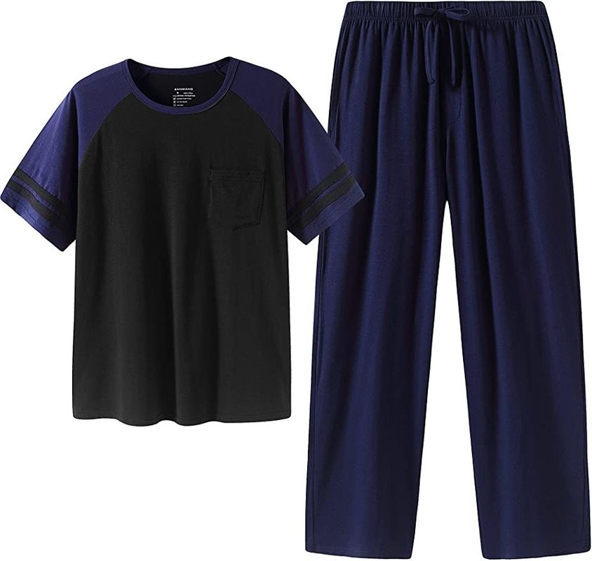 ست کت و شلوار شب بافتنی دو تکه لباس خواب مردانه 2XL L