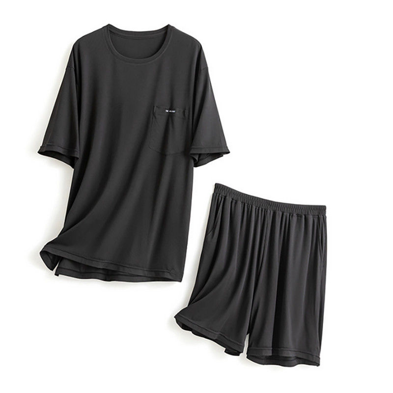 لباس خواب مردانه Silk XXL بافتنی 114 سانتی‌متری کت و شلوار شب آبی سینه‌ای تابستانی