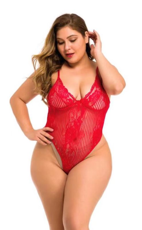 لباس زیر زنانه بدون آستین Temptation Plus Babydoll Lace سفید L-5XL پلی استر 95